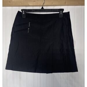 IZOD Women Sz 2 Golf Black Athletic Sportswear Skort Skirt Pockets Zip